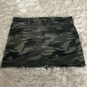 Express camo denim mini skirt